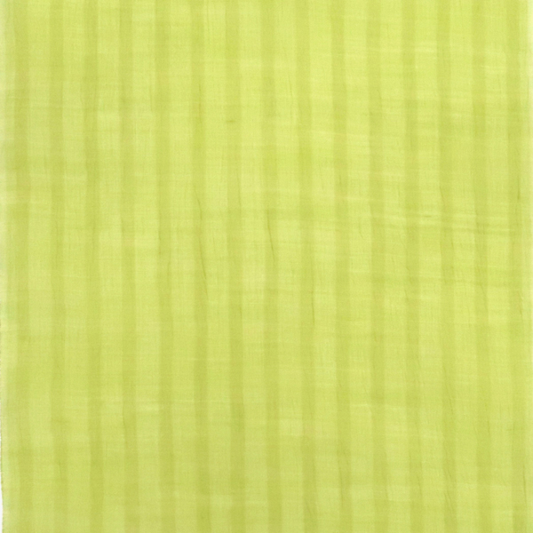 本麻 近江ちぢみ 着物 ライムグリーン色 黄緑 縞 夏着物 近江縮［88,000円］ 枚目