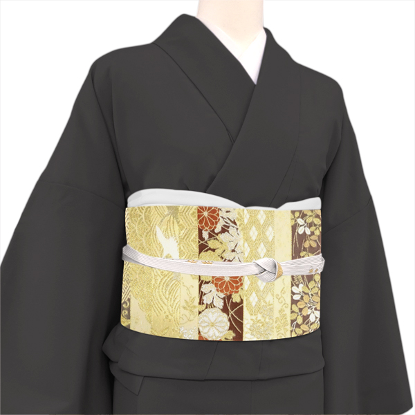 織匠小平 袋帯 フォーマル 西陣織 絹 金色×ベージュ 横段春秋文［55,000円］ 枚目