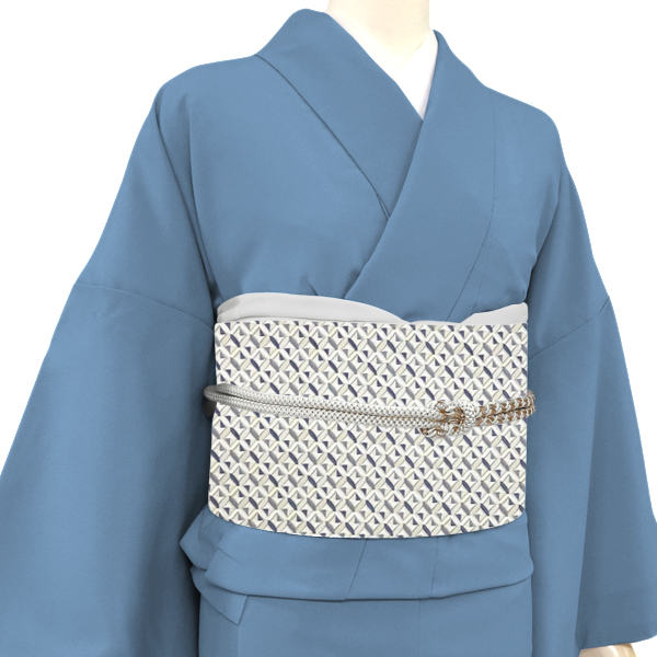 琥珀織 博多帯 名古屋帯 シルバー 銀 正絹 本場筑前博多織 幾何学文様［165,000円］ 枚目