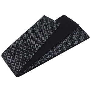 本場筑前博多織 井上絹織 角帯 男帯 黒 幾何学文様 菱 正絹 リバーシブル［27,500円］