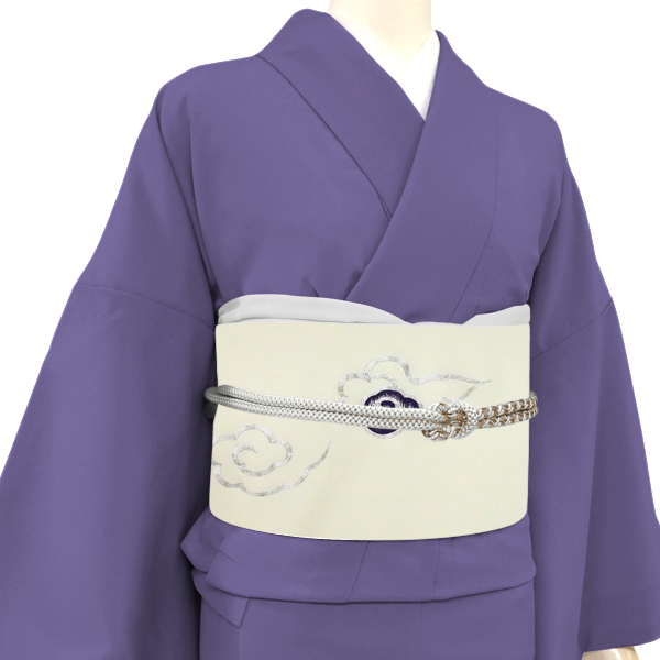 工芸キモノ野口 刺繍名古屋帯 瑞雲文様 クリーム色 正絹 九寸帯［440,000円］ 枚目