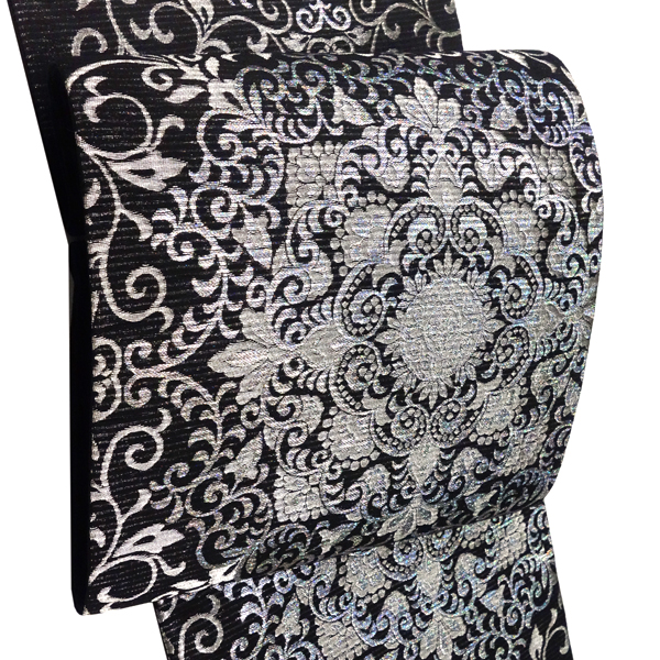 佐々木染織 西陣織 絽袋帯 大華文 黒 フォーマル 正絹［36,300円］ 枚目