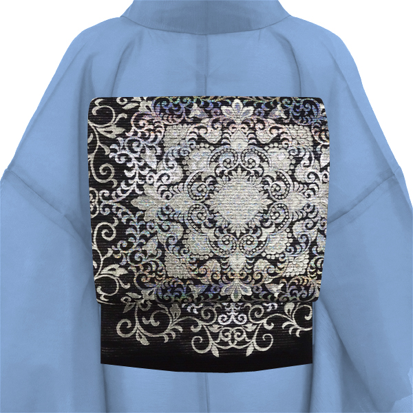 佐々木染織 西陣織 絽袋帯 大華文 黒 フォーマル 正絹［36,300円］ 枚目