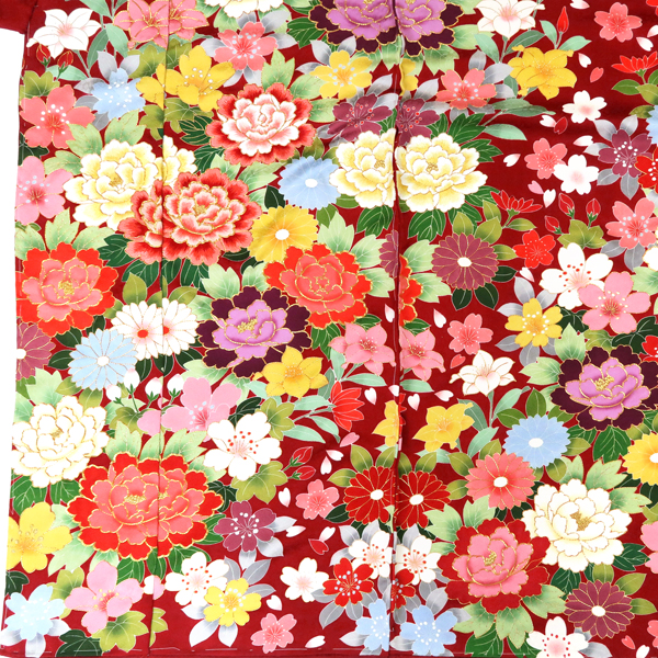 刺繍 手描き京友禅 振袖 百花 赤色［198,000円］ 枚目