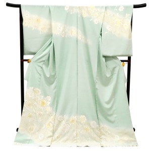 吉澤の友禅 訪問着 牡丹唐草 七宝 薄青緑［228,800円］