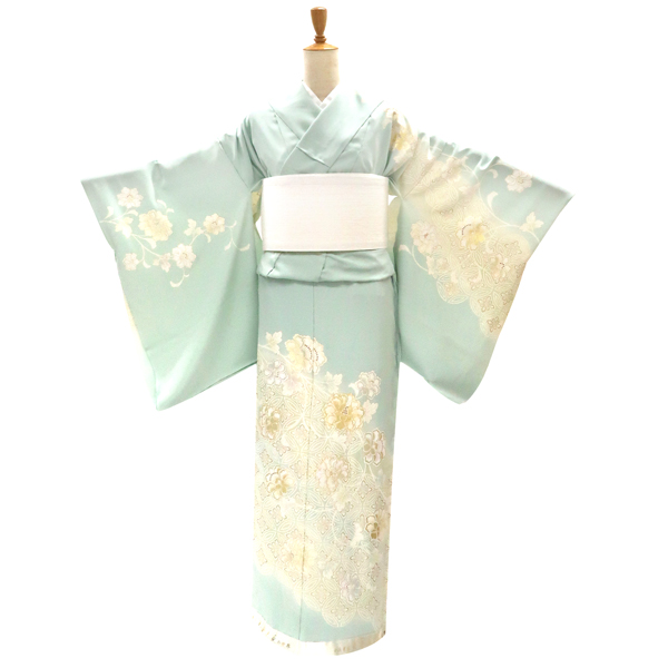 吉澤の友禅 訪問着 牡丹唐草 七宝 薄青緑［228,800円］ 枚目