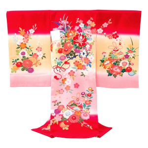京友禅 女児産着 花車 赤色［39,500円］