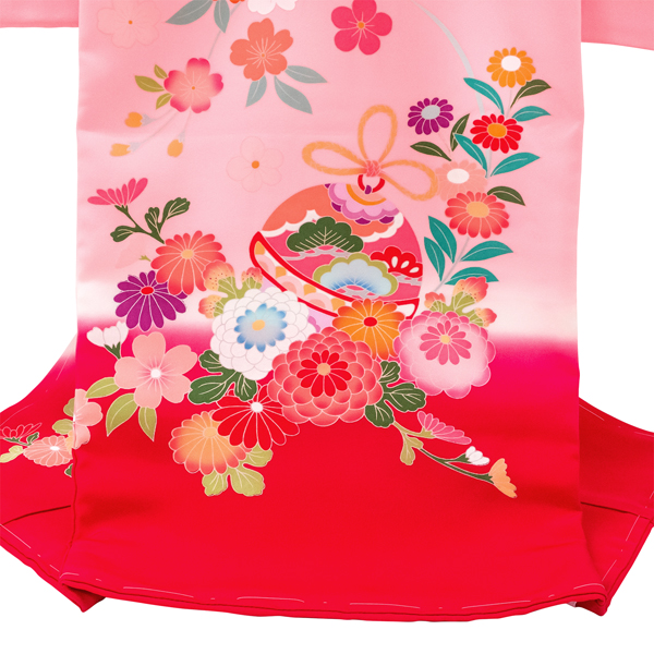 京友禅 女児産着 花車 赤色［39,500円］ 枚目