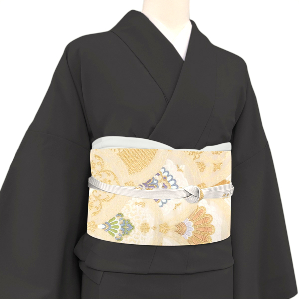 丸勇 唐織袋帯 ベージュ フォーマル 金 西陣織 礼装 正絹 青海波 華文［49,500円］ 枚目