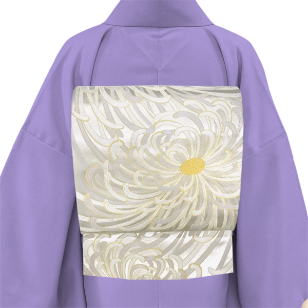 河合美術織物 袋帯 西陣織 正絹 蒔絵乱菊文 シルバー［176,000円］ 枚目