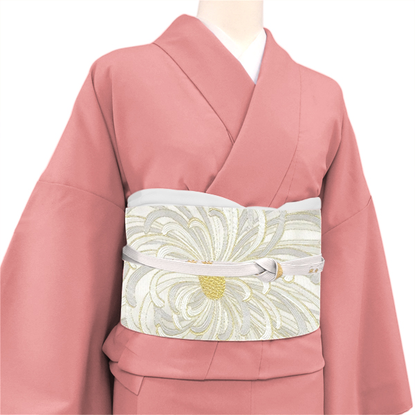 河合美術織物 袋帯 西陣織 正絹 蒔絵乱菊文 シルバー［176,000円］ 枚目