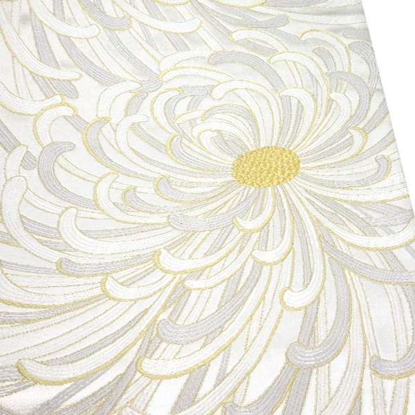 河合美術織物 袋帯 西陣織 正絹 蒔絵乱菊文 シルバー［176,000円］ 枚目
