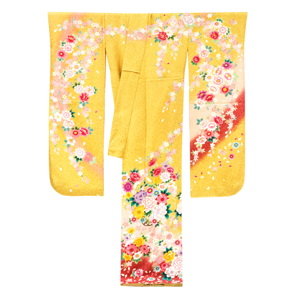 京友禅 お仕立て済 振袖 花籠 黄色［98,000円］ 枚目