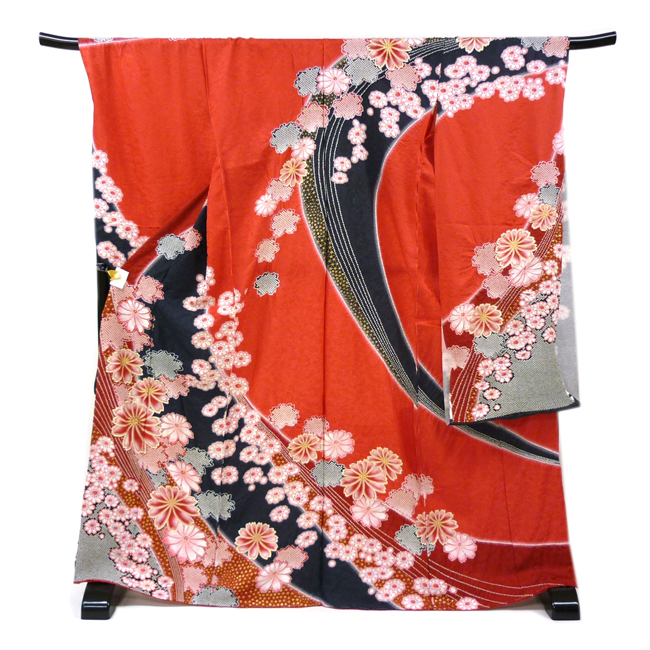 十日町 滝泰 おぼろ染振袖 菊 赤色［158,000円］ 枚目