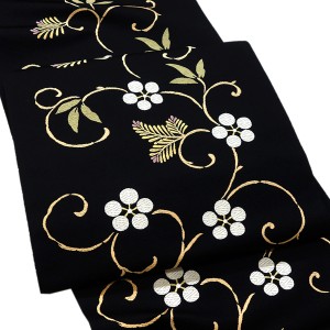 都（みやこ）名古屋帯 西陣織 正絹 梅 若松 笹 唐草 黒［79,200円］