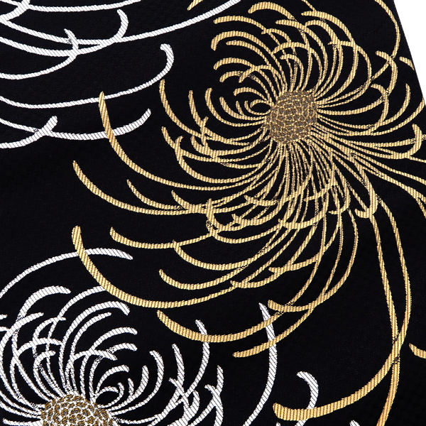 オンラインカタログ 博多 井上絹織 八寸名古屋帯 乱菊 黒色 京都の着物販売店 みむろ