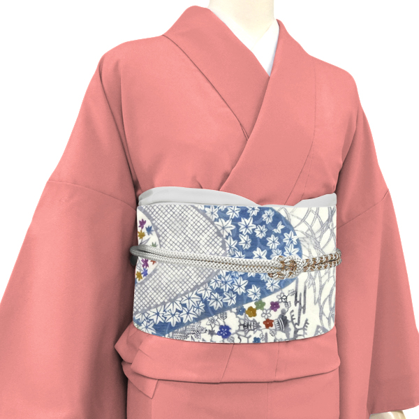 弥栄織物 名古屋帯 京紅型 正絹 茶屋辻柄 遠山 水色［66,000円］ 枚目