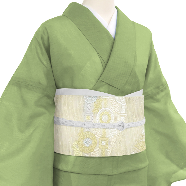 洛陽織物 夏袋帯 絽袋帯 生成り色 西陣織 横波 立涌 華文 正絹［215,600円］ 枚目
