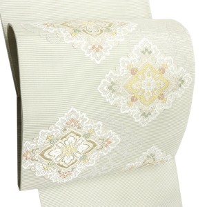 志都香 夏袋帯 本袋帯 西陣織 絹 花菱 薄緑［97,900円］