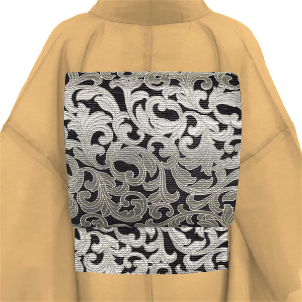 佐々木染織 夏帯 袋帯 黒 西陣織 絽袋帯フォーマル 唐草 更紗［36,300円］ 枚目