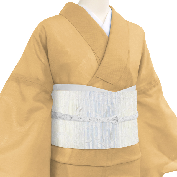 佐々木染織 夏袋帯 西陣織 絹 唐草 唐花 更紗 白 水色［36,300円］ 枚目