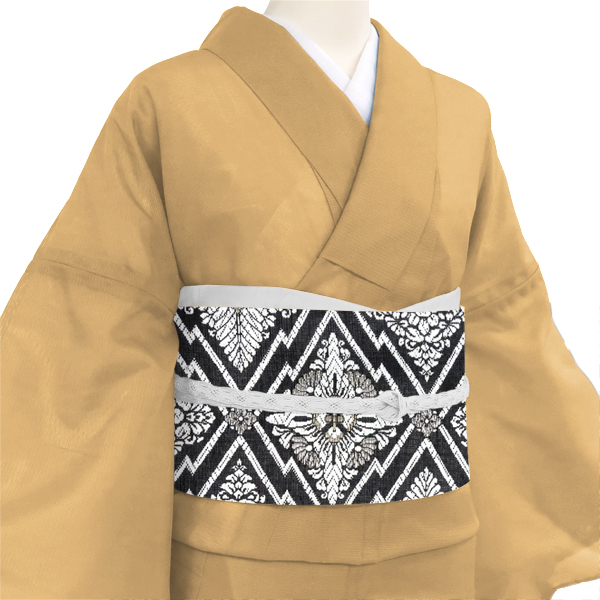 沢本織物 夏袋帯  西陣織 絹 花松皮菱 黒［41,800円］ 枚目