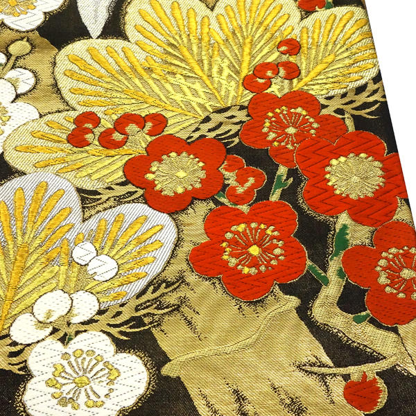 絲屋善創 袋帯 振袖用 黒×金 正絹 松竹梅 成人式 フォーマル 古典柄 絹［143,000円］ 枚目