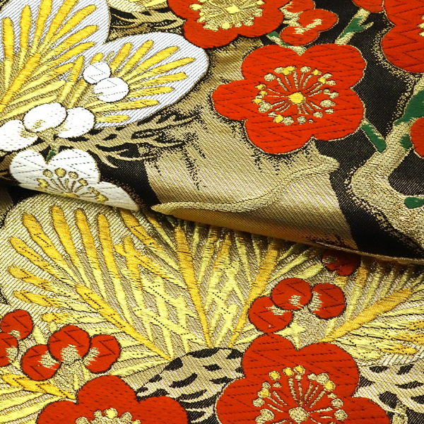 絲屋善創 袋帯 振袖用 黒×金 正絹 松竹梅 成人式 フォーマル 古典柄 絹［143,000円］ 枚目