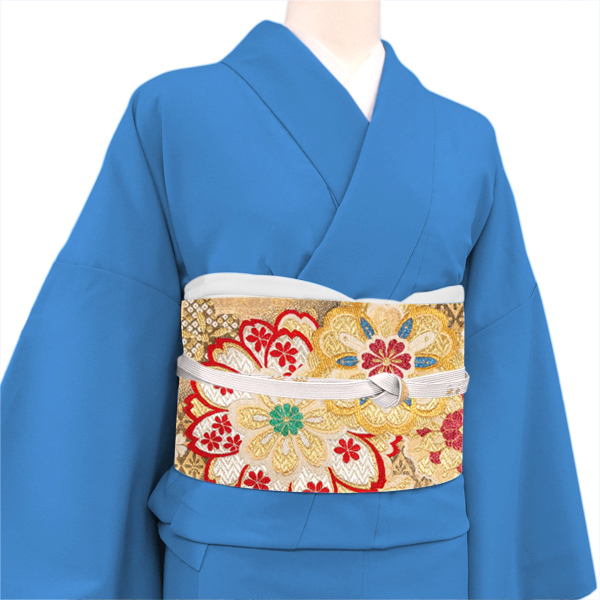 廣部商事 振袖用袋帯 西陣織 絹 桜 菊 華文 花菱 金×黒［35,200円］ 枚目