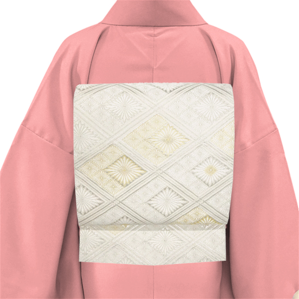 大光 袋帯 礼装用 西陣織 絹 花菱 白 シルバー［46,300円］ 枚目