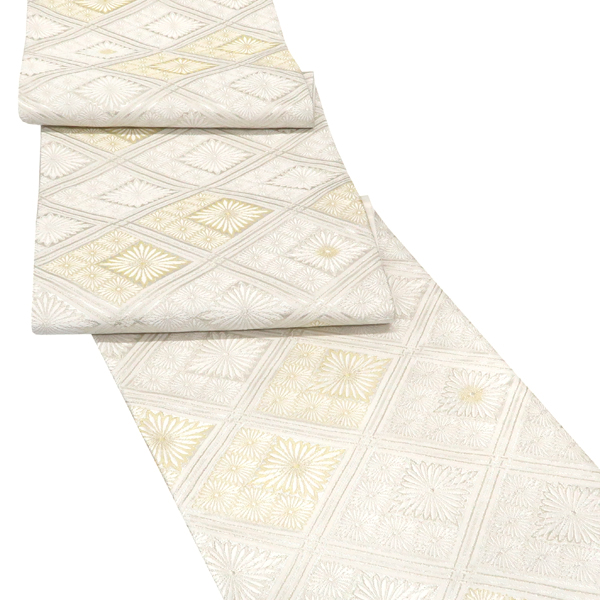 大光 袋帯 礼装用 西陣織 絹 花菱 白 シルバー［46,300円］ 枚目