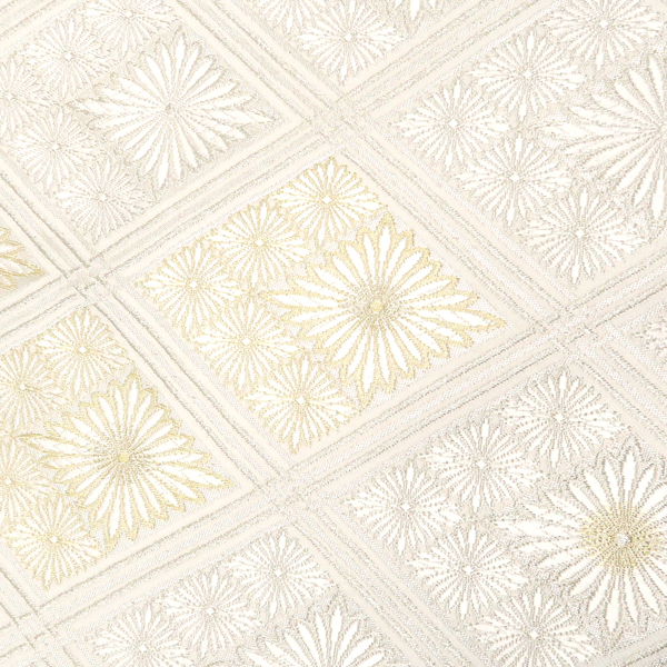 大光 袋帯 礼装用 西陣織 絹 花菱 白 シルバー［46,300円］ 枚目